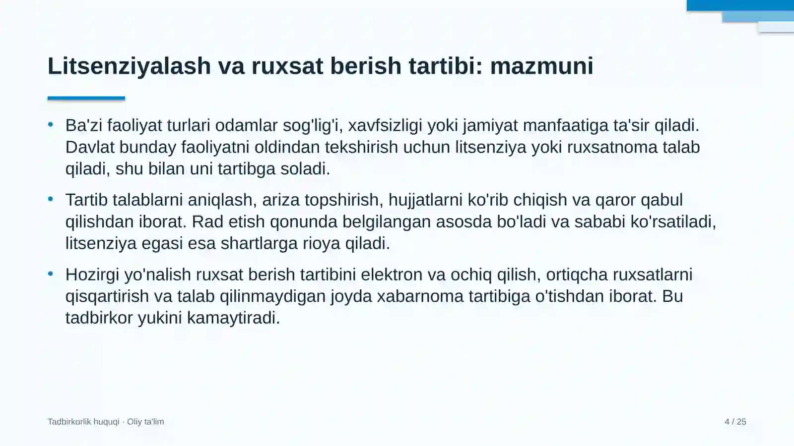 ta'lim tizimida litsenziyalash va ruxsat berish tartibi 7039 4