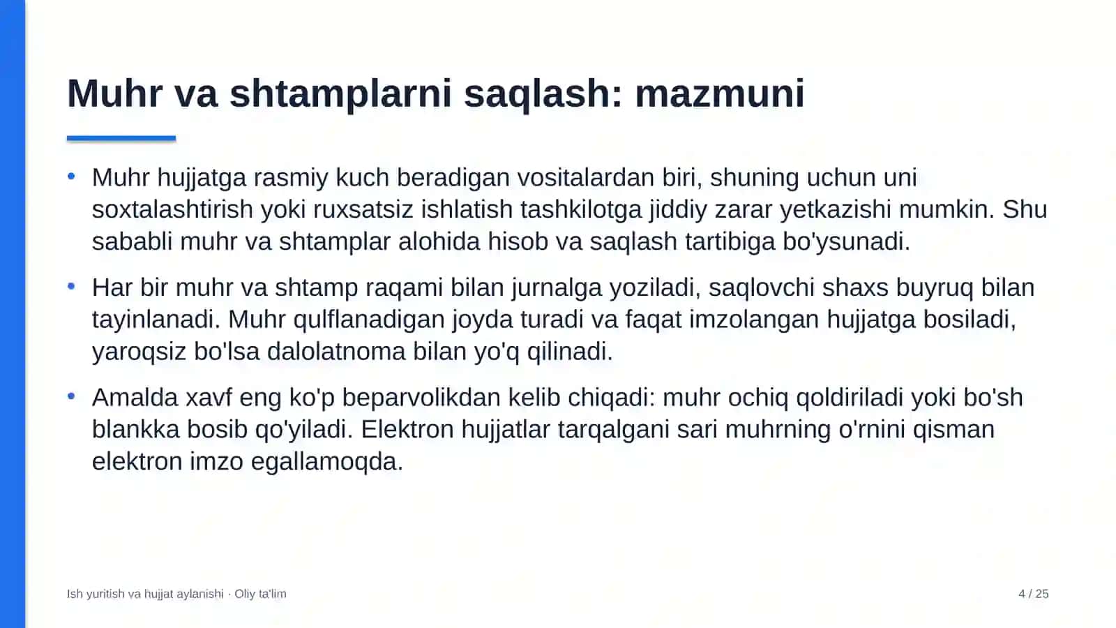 Dam olish maskanlarida tashkilot muhri va shtamplarini saqlash 4