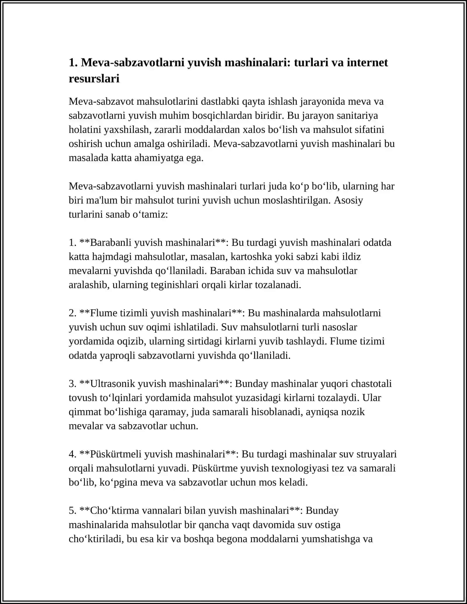 MEVA-SABZAVOT MAHSULOTLARINI DASTLABKI QAYTA ISHLASH MASHINALARI BILAN INTERNETDAN MATERIALLAR TO'PLASH 4