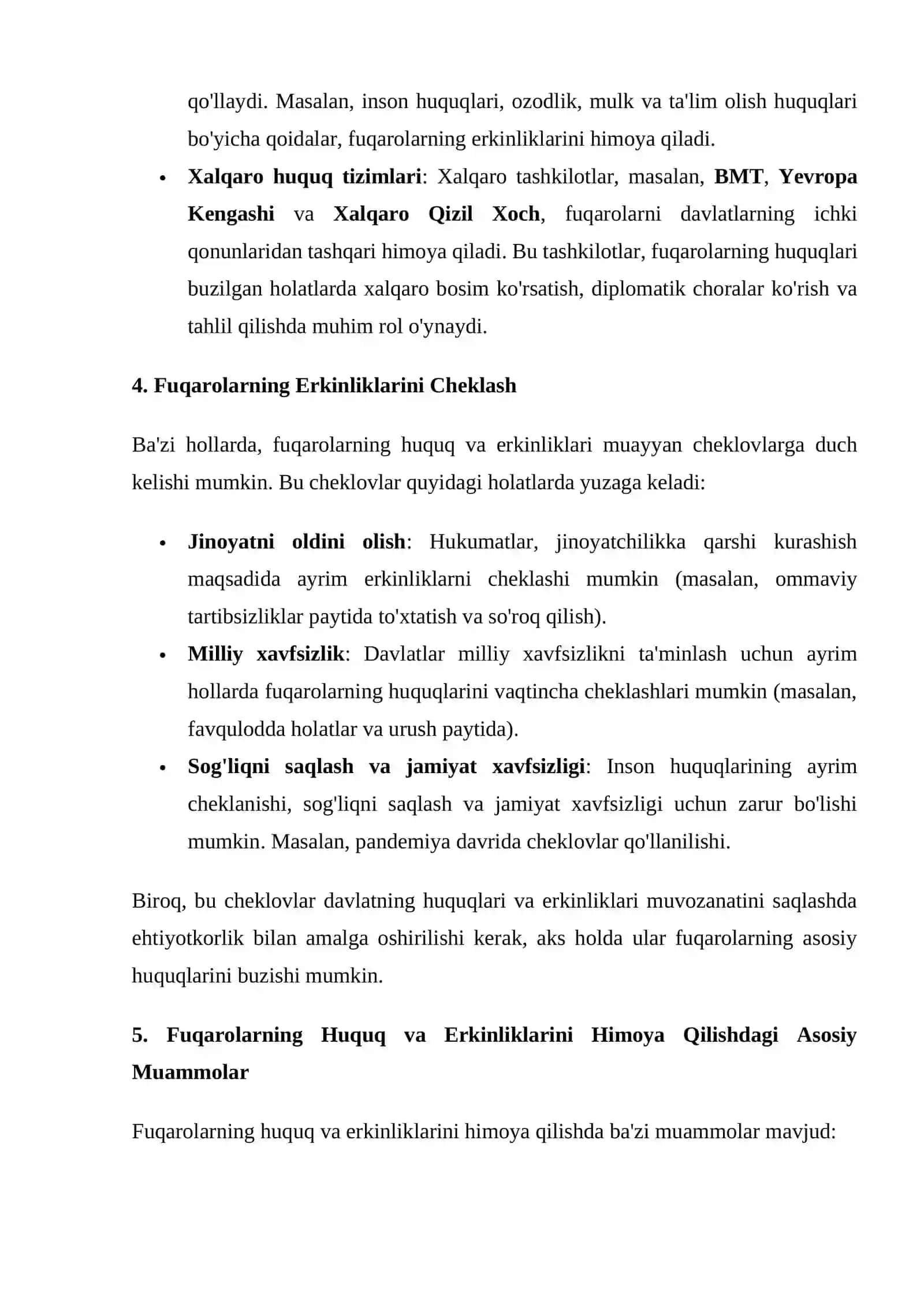 Fuqarolarning huquq va erkinliklarini cheklash 4