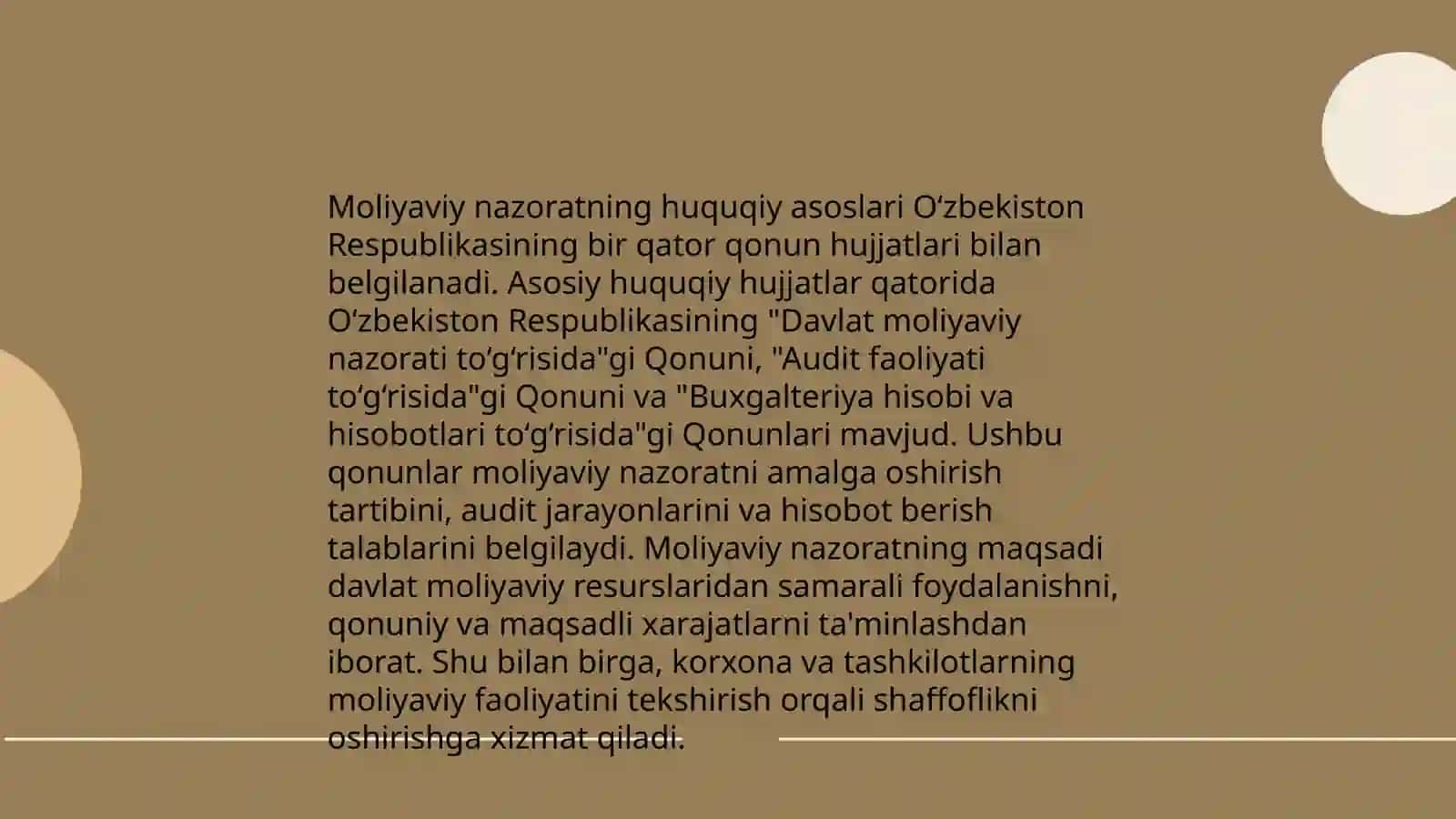 Umumdavlat nazorat organlari va ularni moliyaviy nazoratni tashkil etish 4