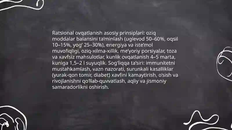 Ratsional ovqatlanishning valeologik ahamiyati 4