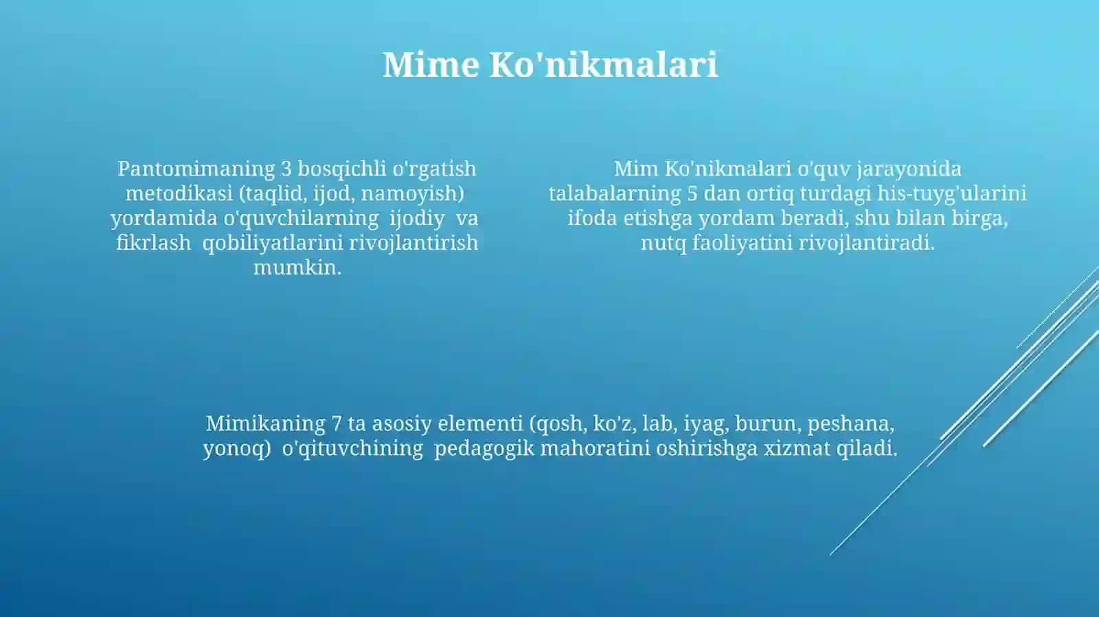 Pedagogik texnika mimik va patomimik mahorat 4