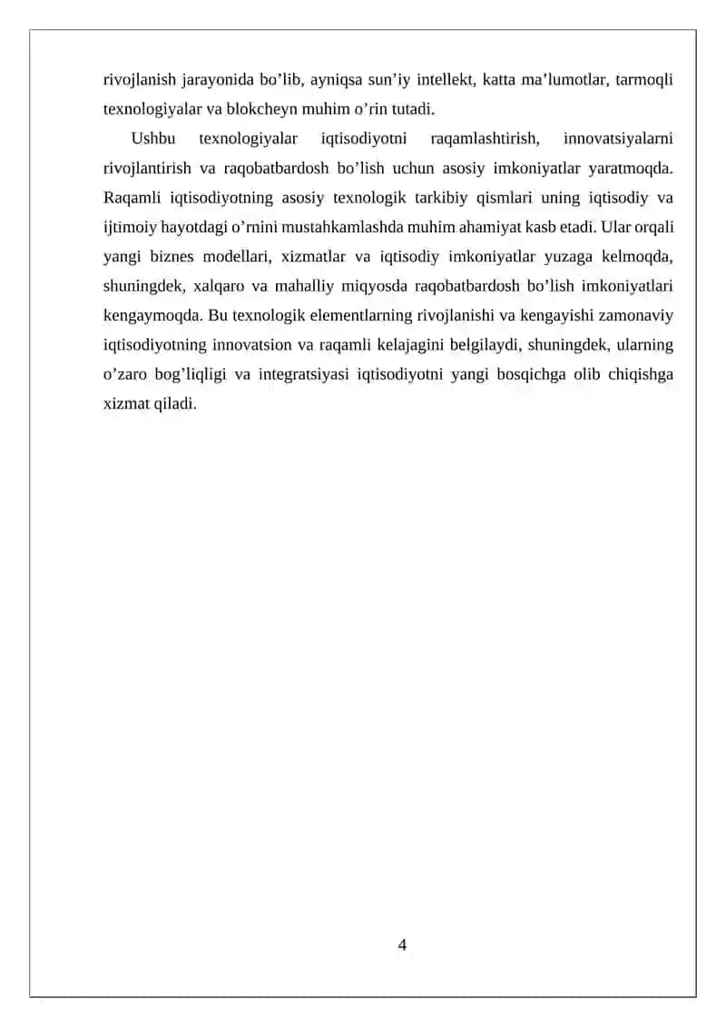 Raqamli iqtisodiyotning asosiy texnologik tarkibiy qismlar 4
