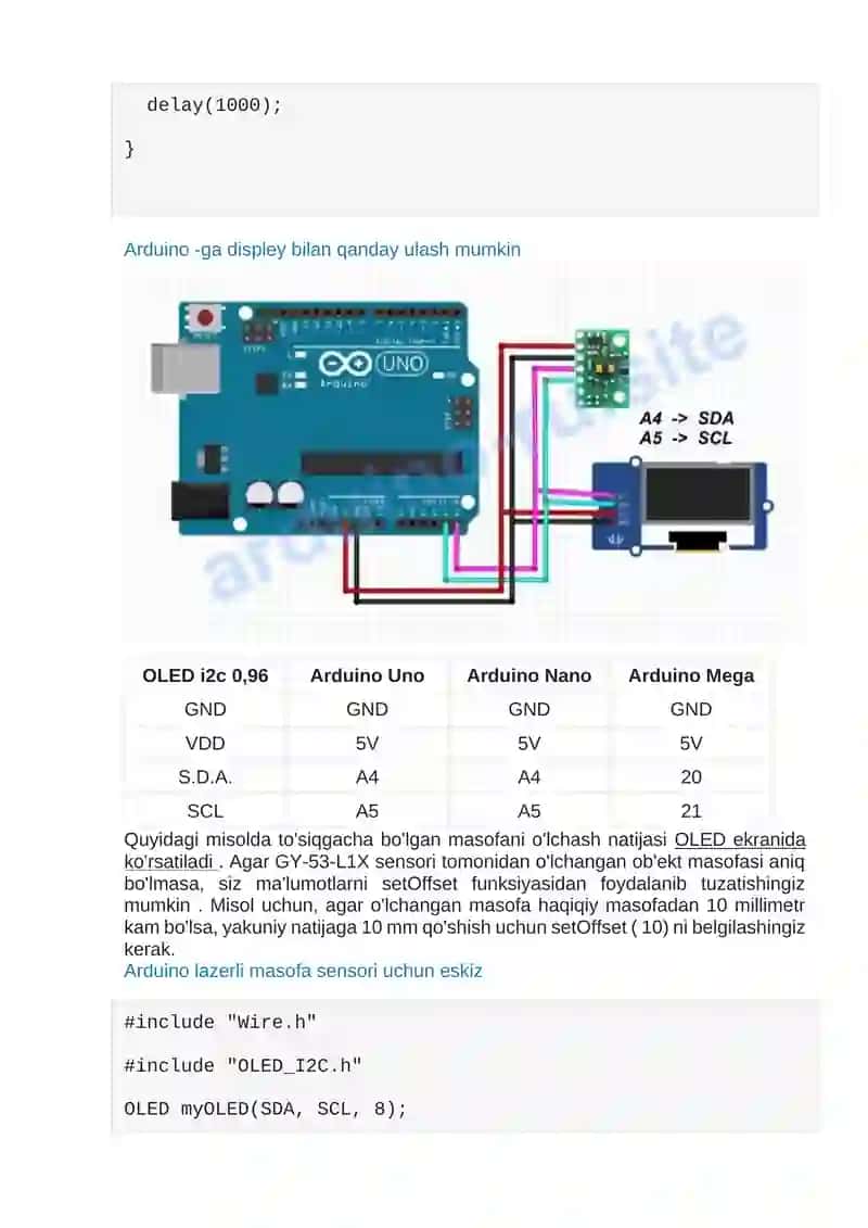 Arduino VL53L1X, VL53L0X lazerli masofa o'lchagich 4