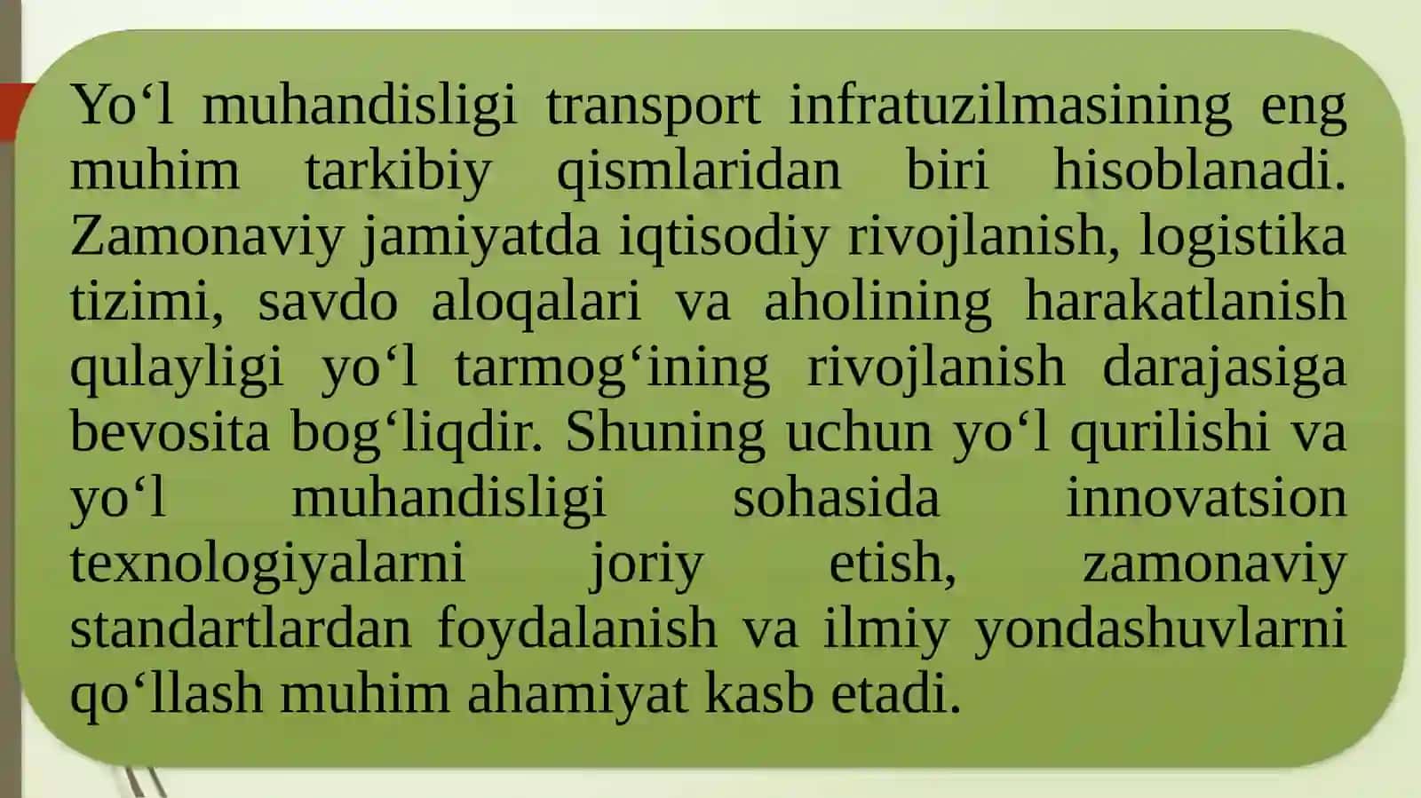 Yo‘l muhandisligida innovatsion texnologiyalar va zamonaviy standartlar 4