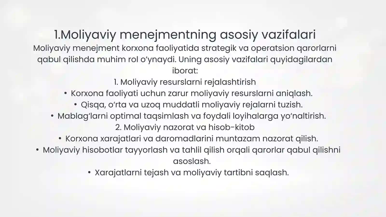 MOLIYAVIY MENEJMENT – BOSHQARUV USULI 4