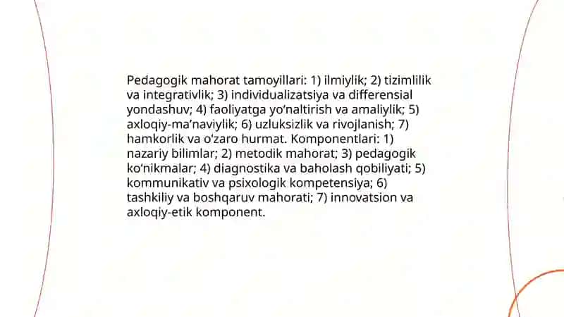 Ta'lim jarayonlarini tashkil etishda tarbiyachining òrni va pedagogik mahorati 4
