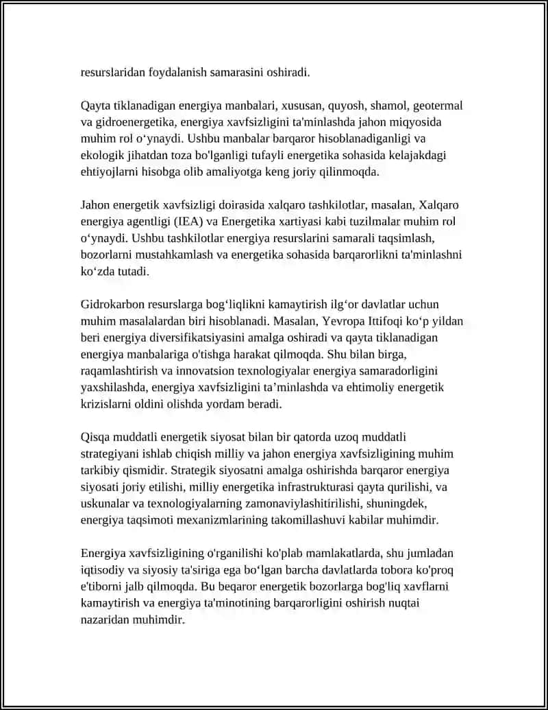JAHON VA MILLIY ENERGIYA XAVFSIZLIGI 4
