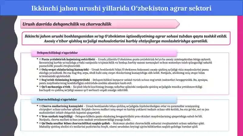 XX asr 40-80-yillarida Sovet hokimayatining Oʻzbekiston SSRdagi agrar siyosati 4