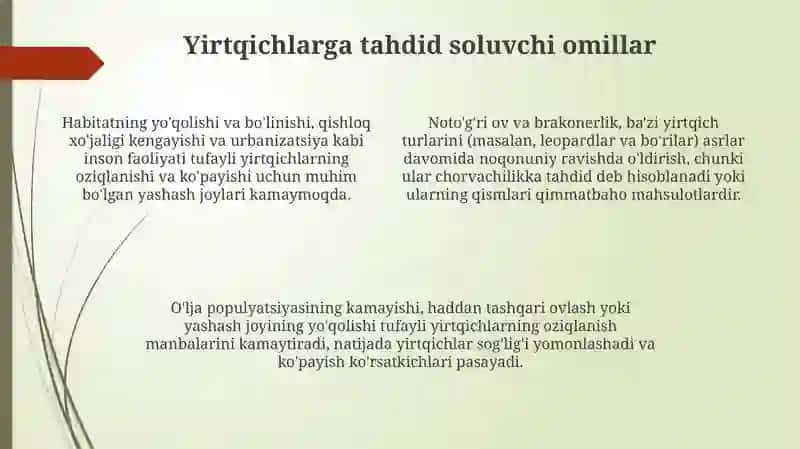 Yirtqichlarning ekologik ahamiyati 4