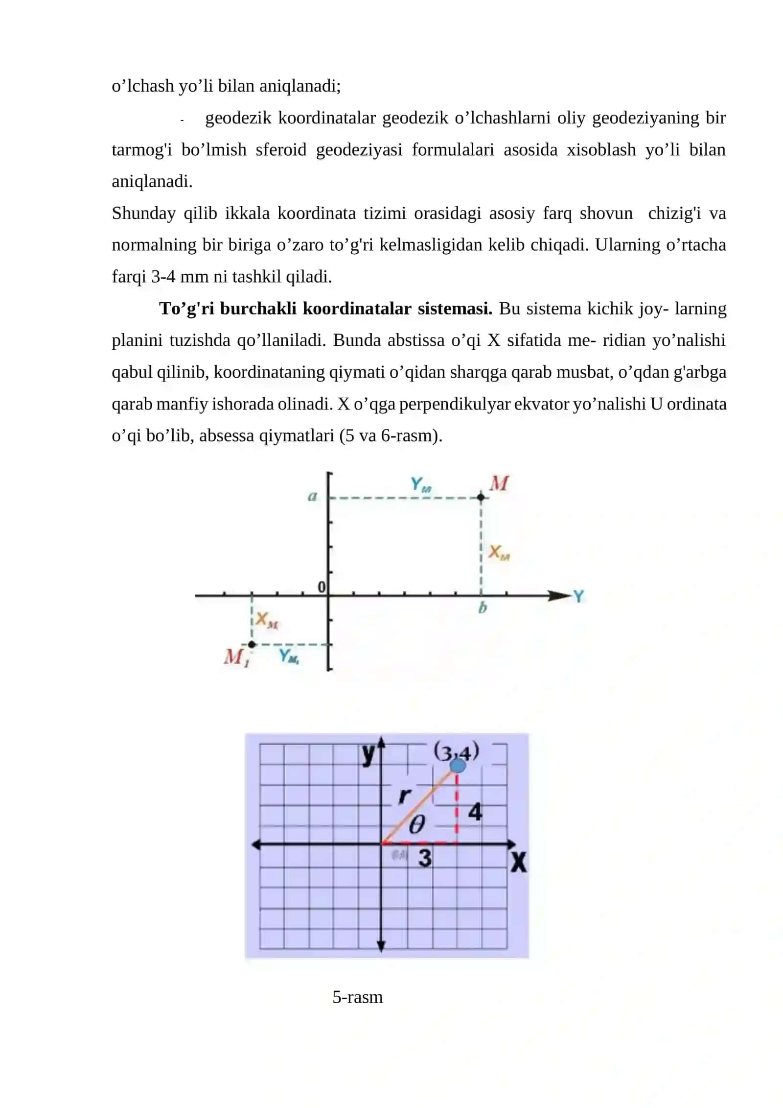 Geodeziyada ko'llaniladigan koordinata sistemalari 4