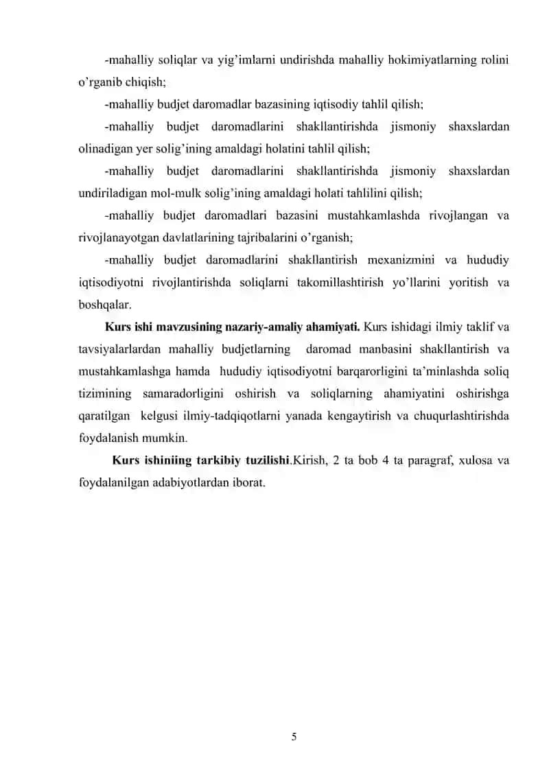 MAHALLIY BYUDJETLAR DAROMADLARINING SHAKLLANISHIDA UMUMDAVLAT SOLIQLARINING O'RNI VA AHAMIYATI 4