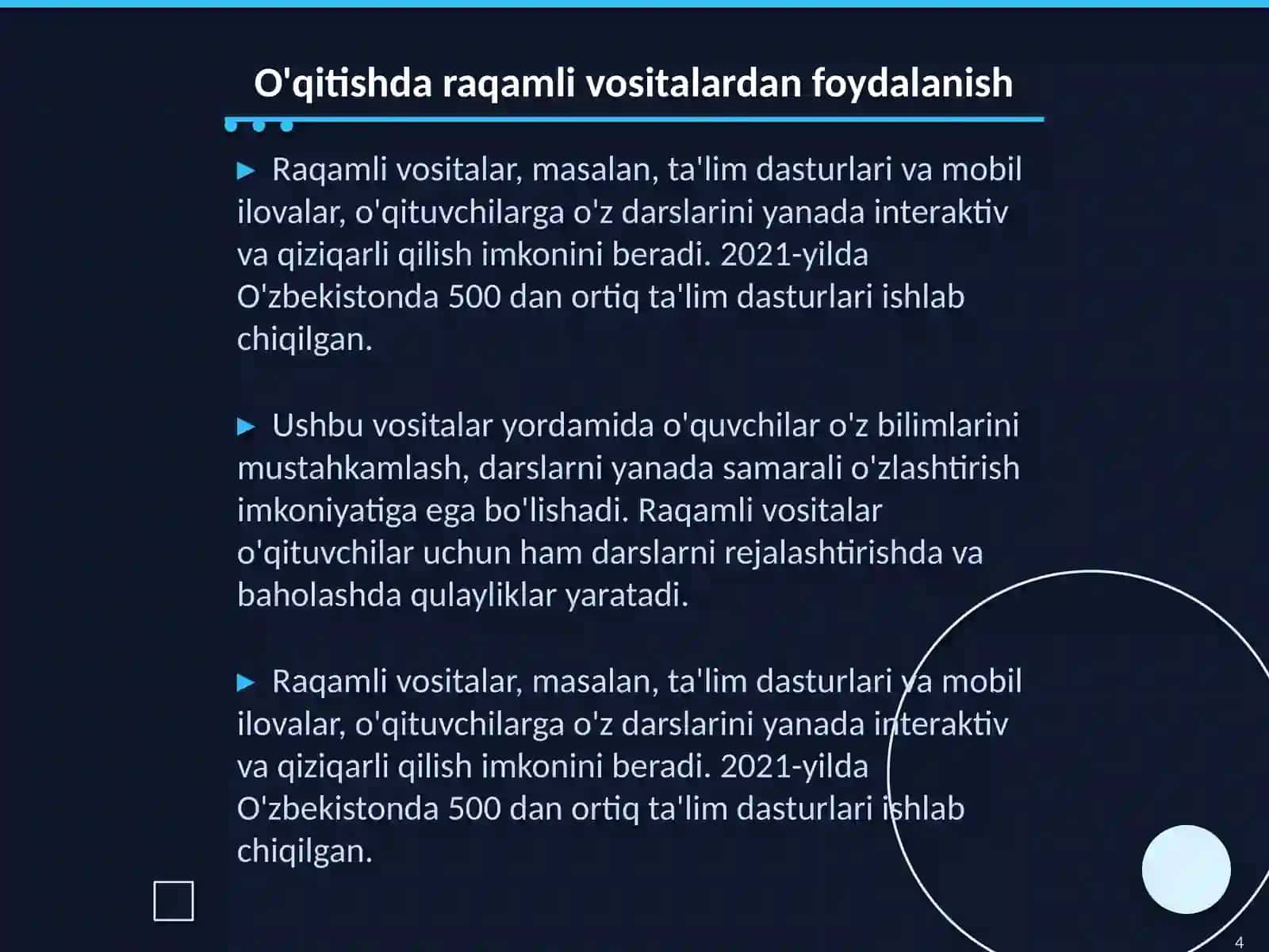 Innovatsion texnologiyalardan ta'lim jarayonida foydalanish usullari 4