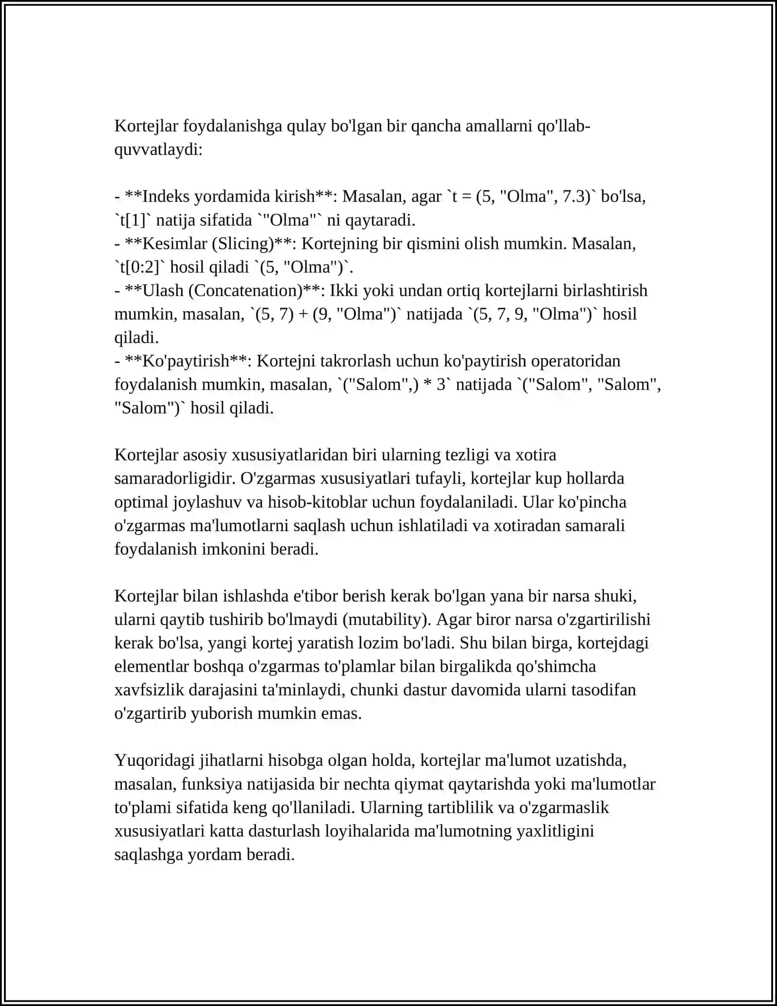 PYTHON DASTURLASH TILIDA KORTEJLAR VA ULAR BILAN ISHLASH FUNKSIYALARI 4