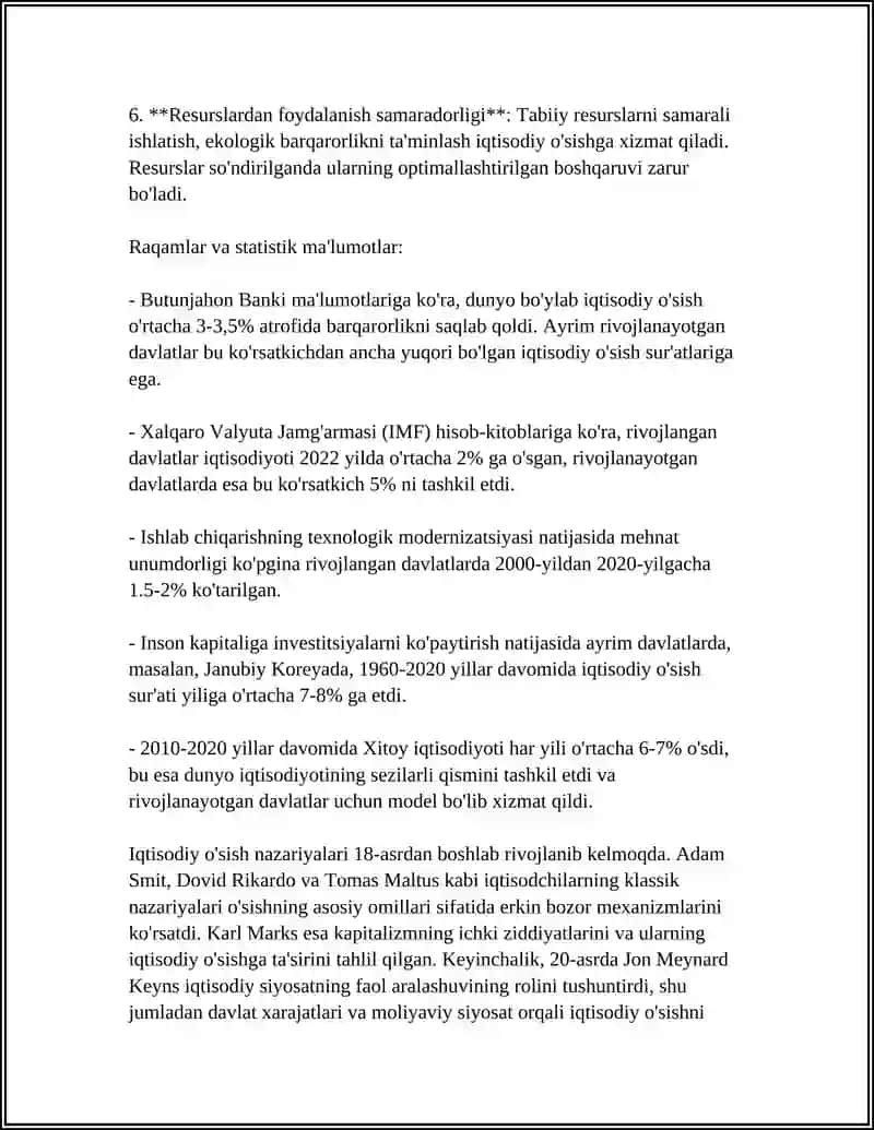 IQTISODIY O’SISHNING MOHIYATI ASOSIY TAVSIFNOMASI VA MODELI 4