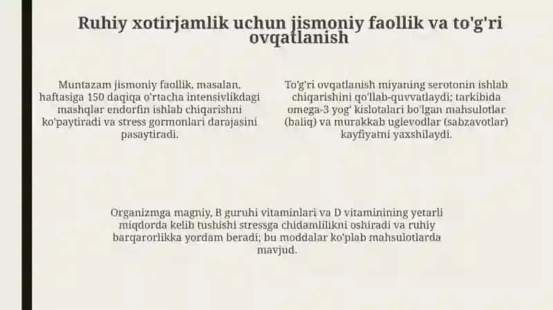 Xarxilzoʻriqish va Stressni Bartaraf Etish 4