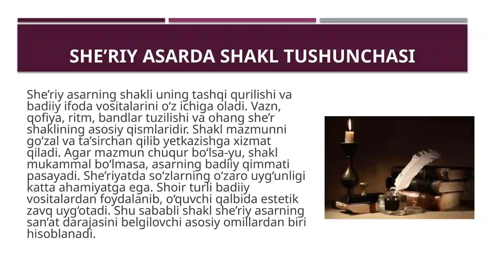Sheriy asarda mazmun va shaklning oziga xosligi 4