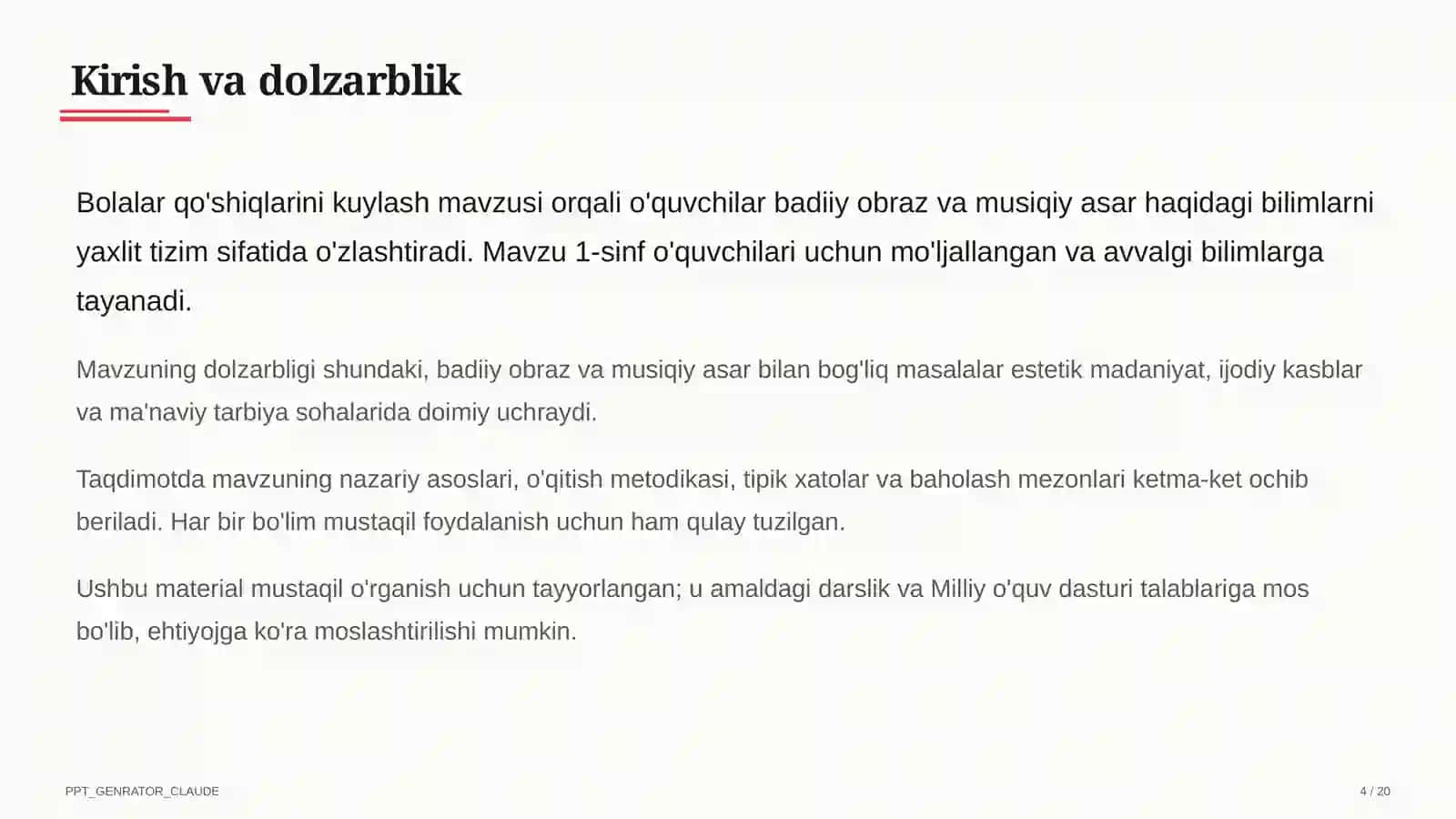 Bolalar qo'shiqlarini kuylash (1-sinf) 4