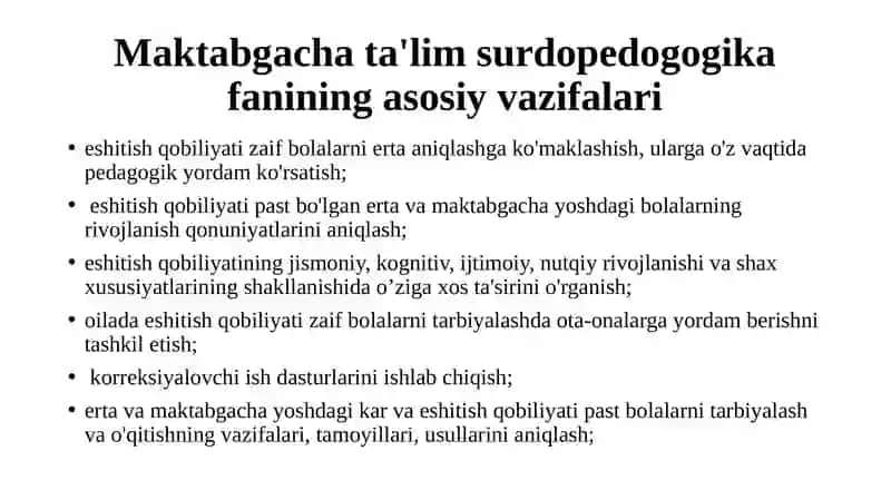 Maktabgacha surdo pedogogika fanining predmeti 4