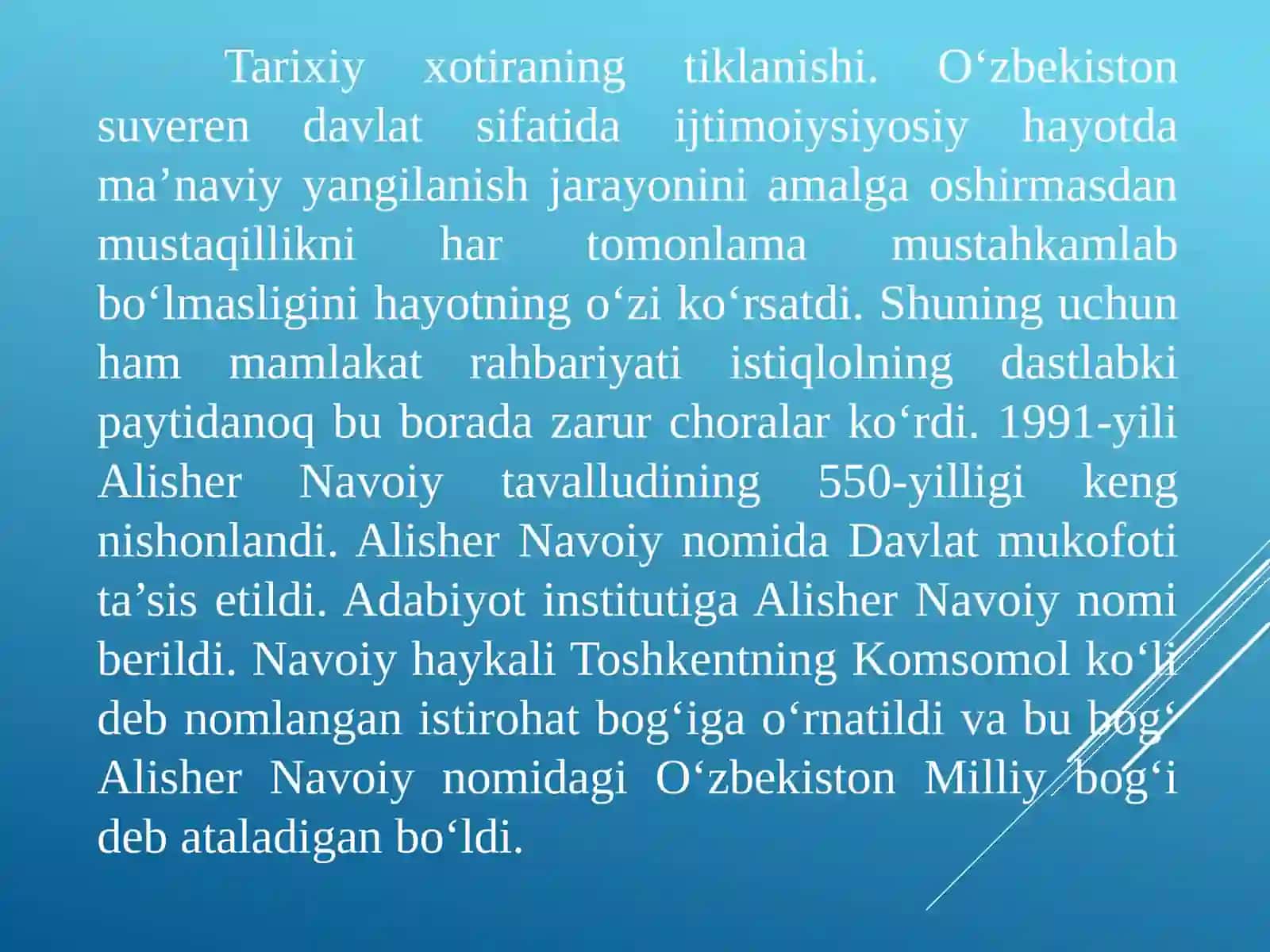 8-mavzu.MustaqillikyillaridaO‘zbekistondagima’naviyvamadaniytaraqqiyot 4