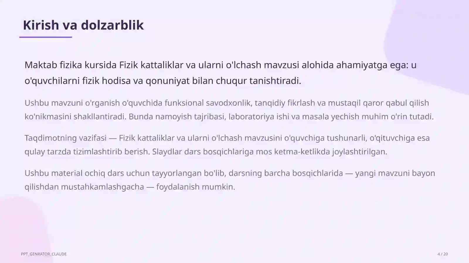 Fizik kattaliklar va ularni o'lchash (6-sinf) 4