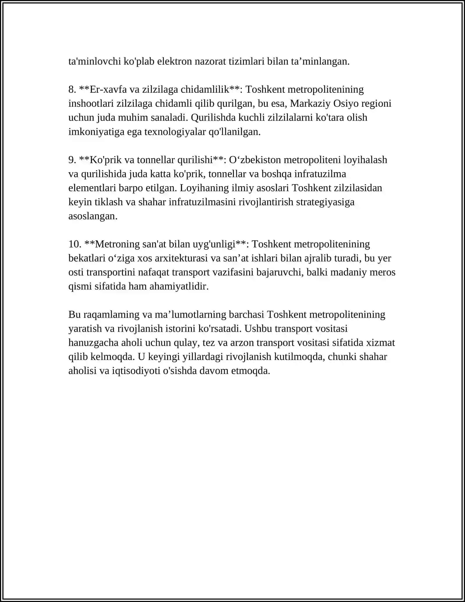 TOSHKENT METRO POLITELIN 4