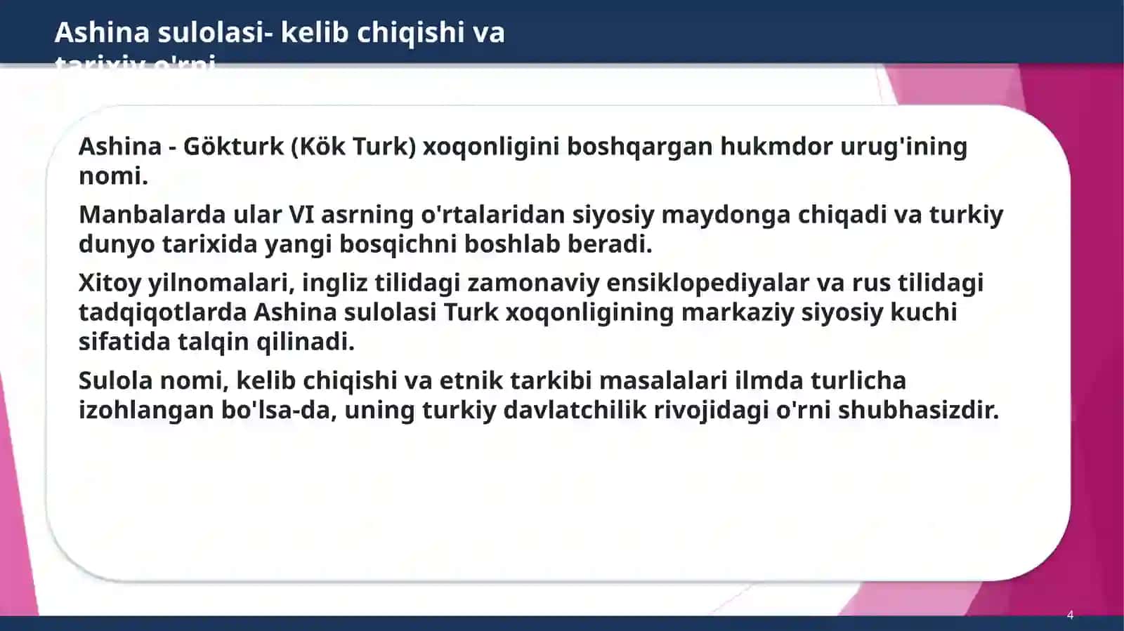 VI-VIII asrlar sulolalari 4