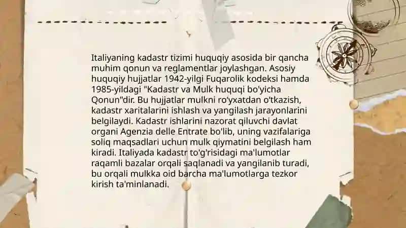 Italya Davlat Kadastrini Yuritish Tajribasini Urganish va Taxlil Qilish 4