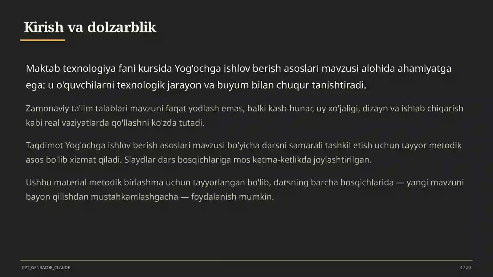 Yog'ochga ishlov berish asoslari (5-sinf) 4
