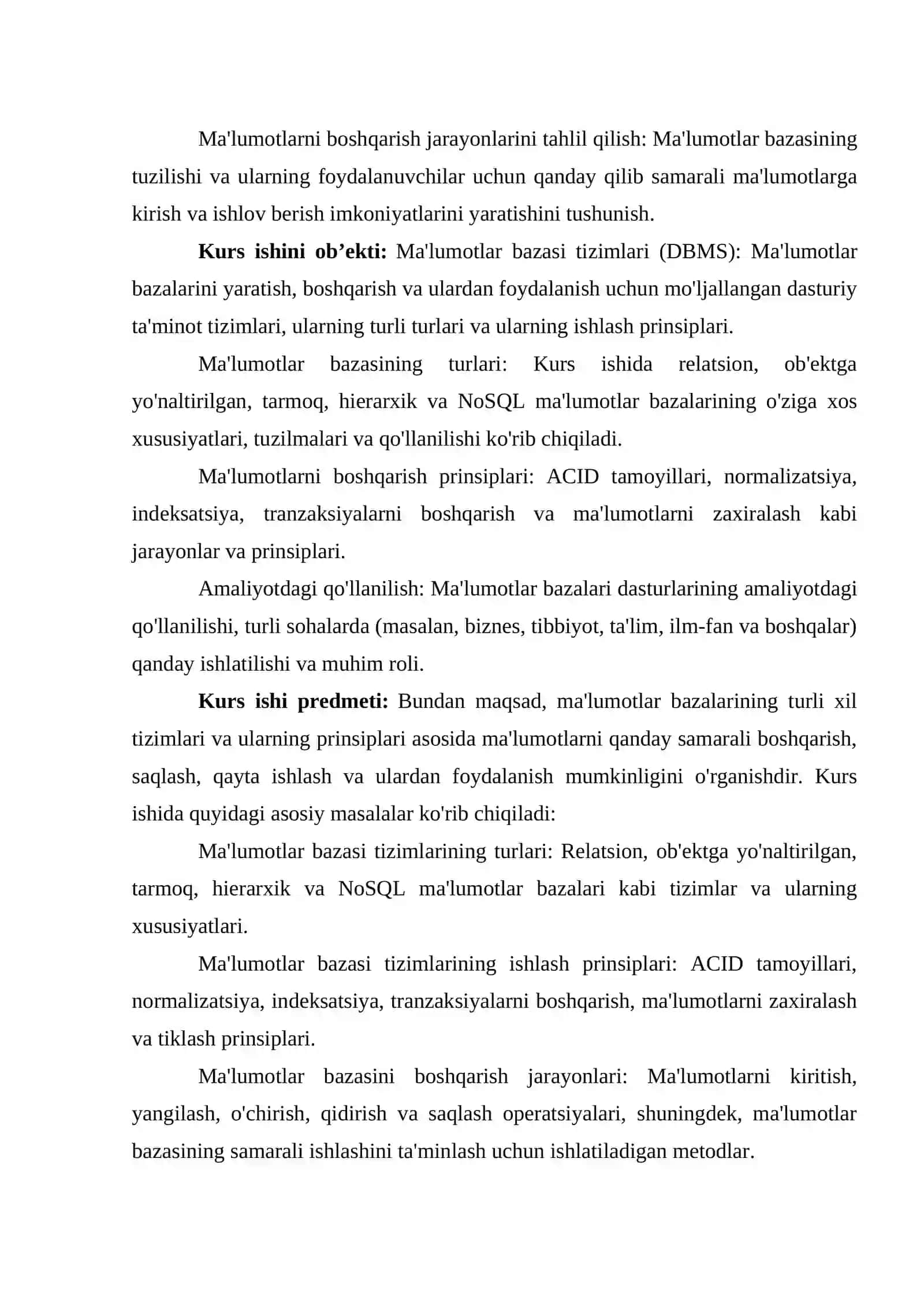 Malumotlar bazasi dasturlarining turlari va ularning amalga oshirilish prinsiplari 4