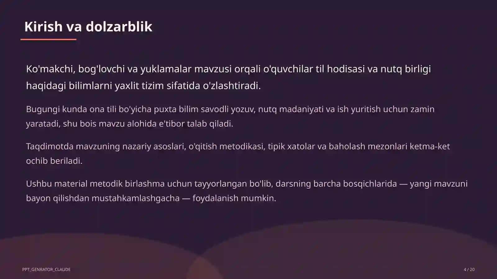 Ona tili (5–11) — metodik birlashma uchun 4