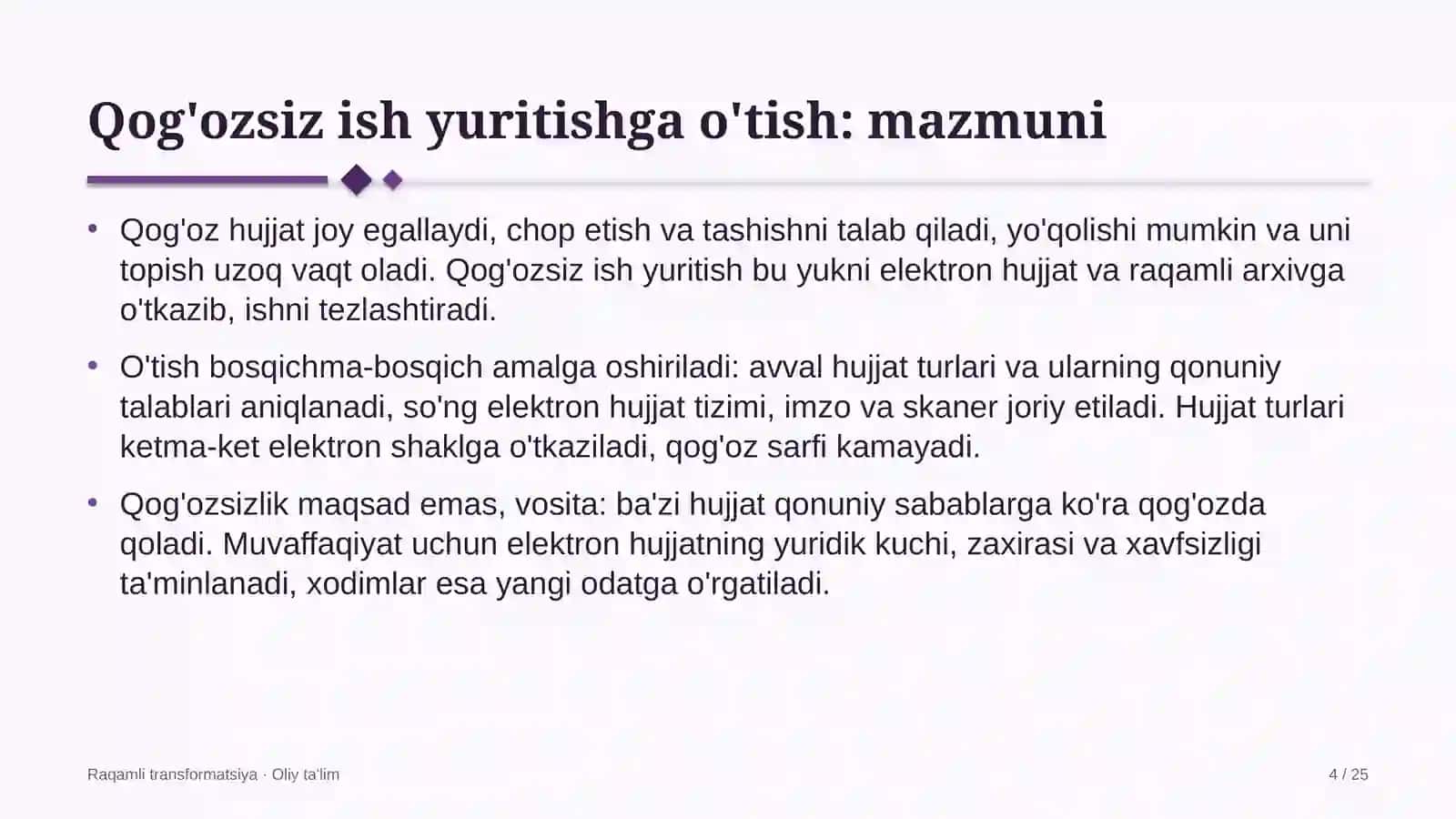 Raqamli TRANSFORMATSIYA · OLIY TA'LIM 4
