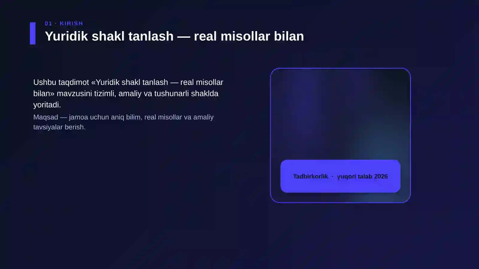 Yuridik shakl tanlash — real misollar bilan 4