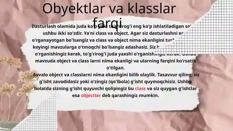 Obyektlar va klasslar 4