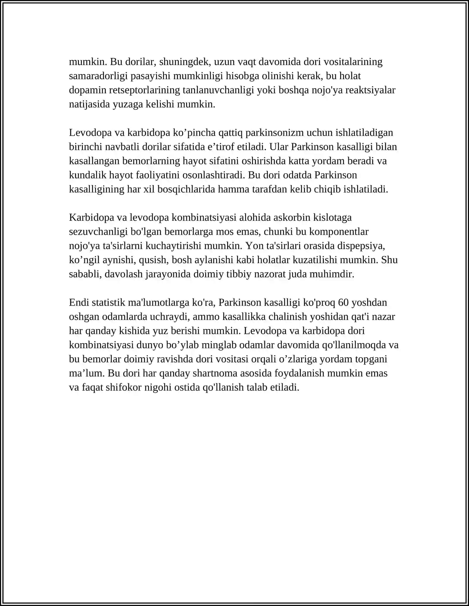 Parkinson kasalligini davolashdagi dori vositalar 4