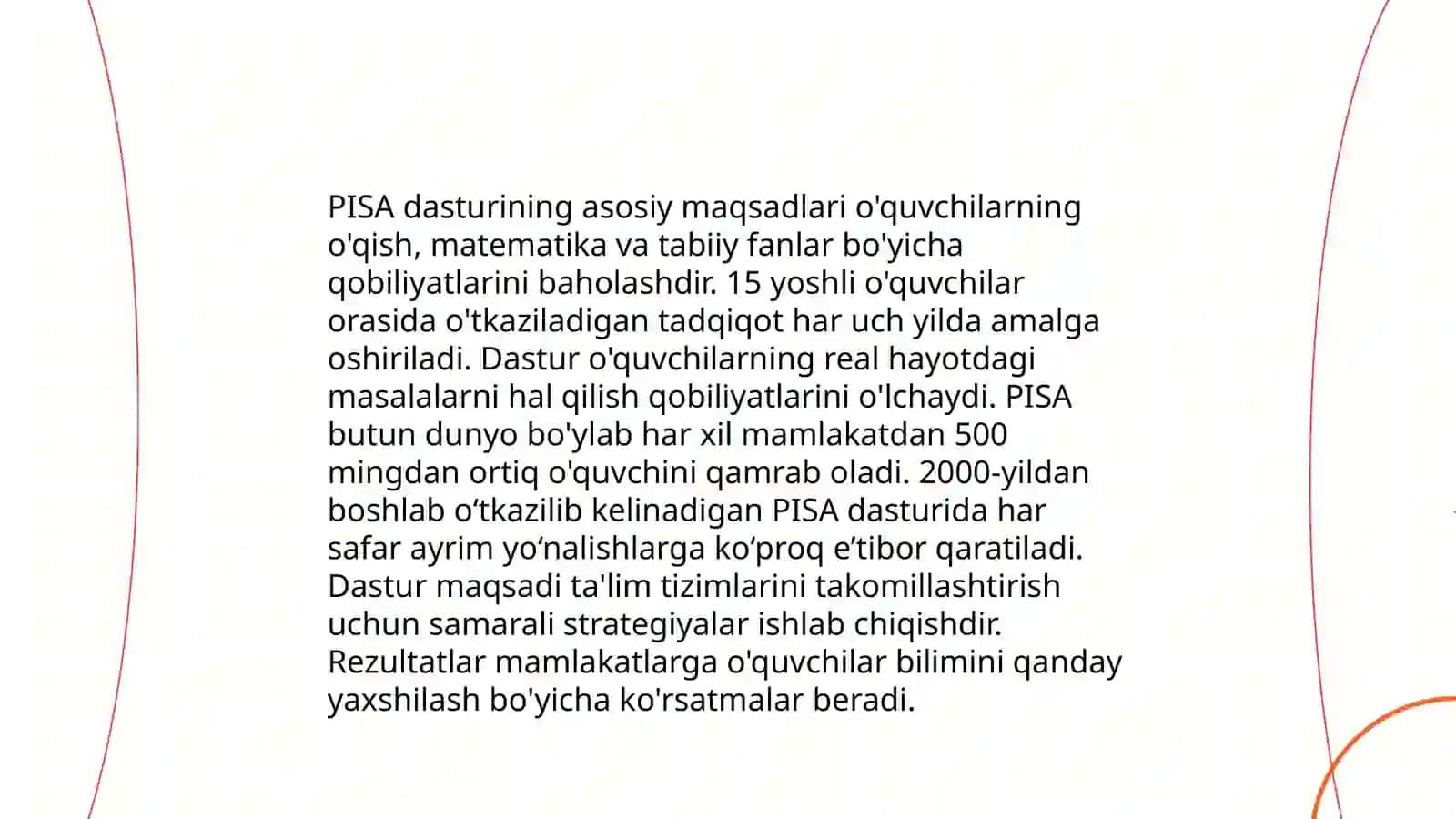 PISA xalqaro baholash dasturi va mazmun mohiyati 4