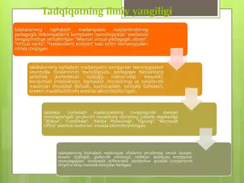 TALABALARNING LOYIHALASH MADANIYATINI KOMPYUTER TEXNOLOGIYALARI VOSITASIDA RIVOJLANTIRISH 4