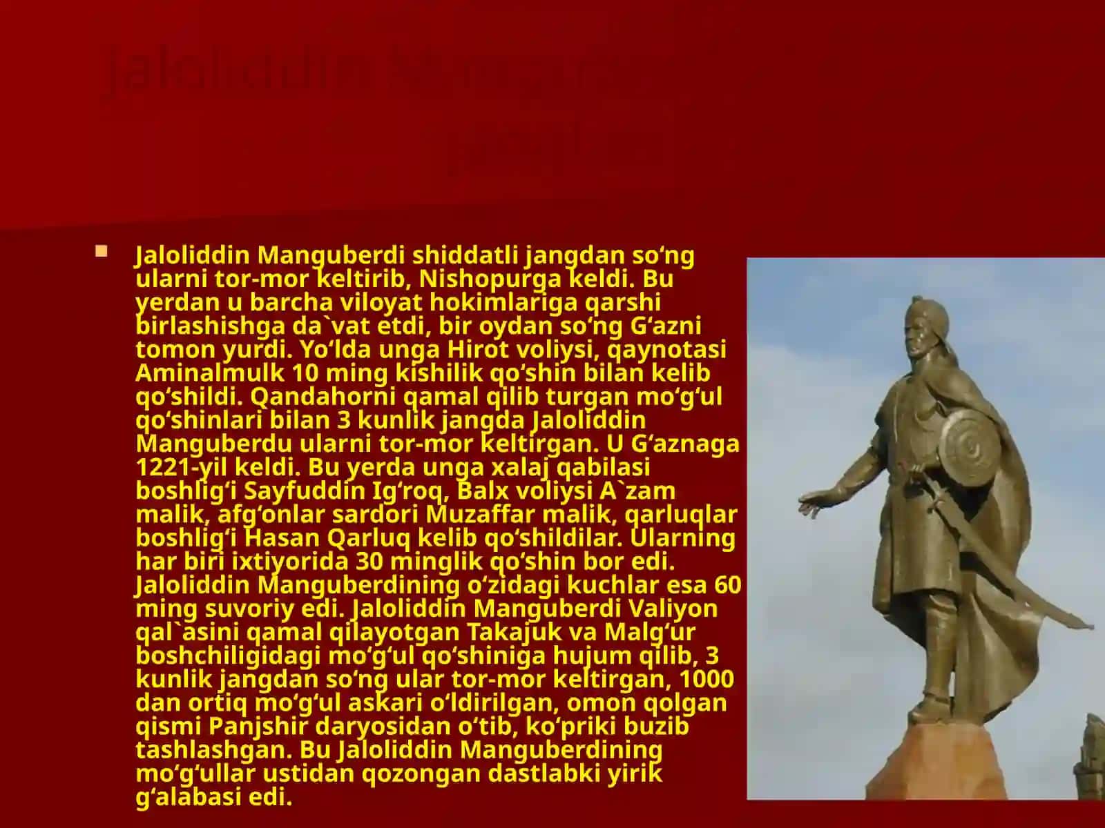 Jaloliddin Xorazmshohlar davlatini tiklash yo'lida 4
