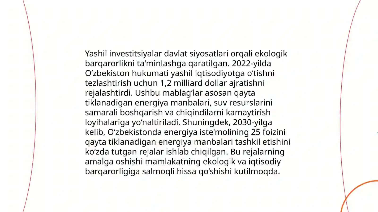 Yashil iqtisodiyotga xususiy va davlat investitsiyalarini yoʻnaltirish 4