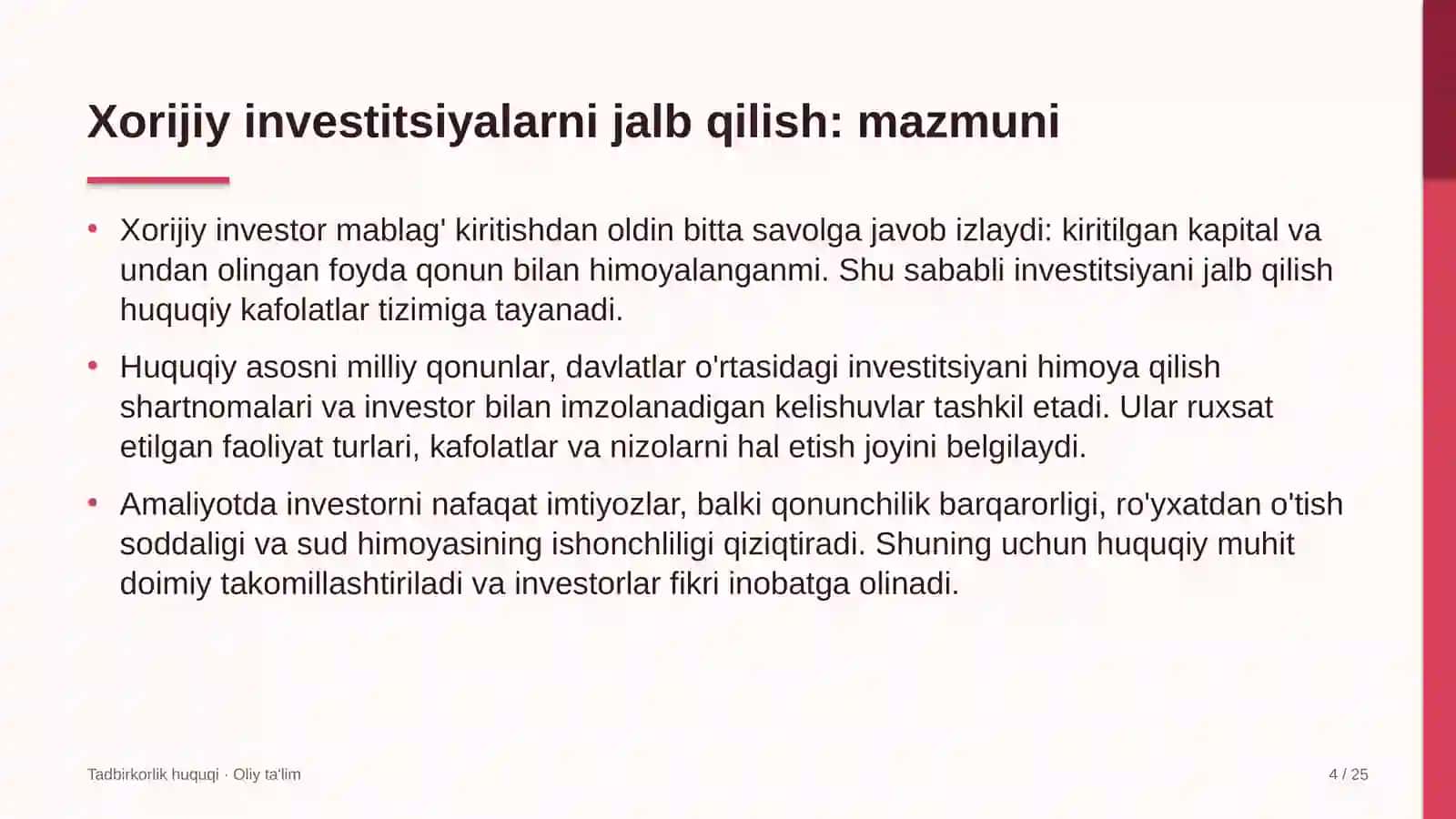 maxsus maktab internatlarda xorijiy investitsiyalarni jalb qilishning huquqiy asoslari 1352 4