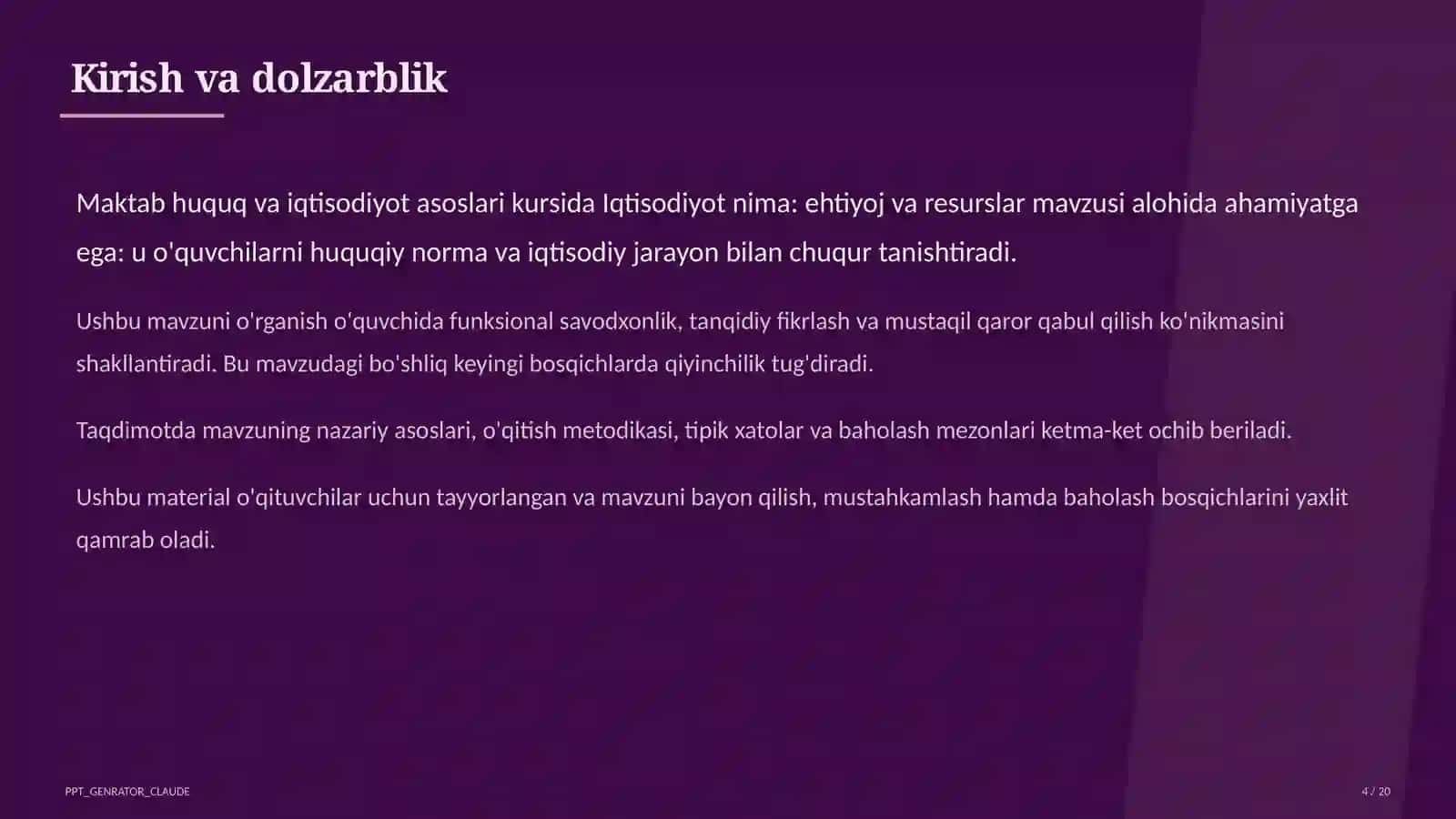 Iqtisodiyot nima: ehtiyoj va resurslar (9-sinf) 4