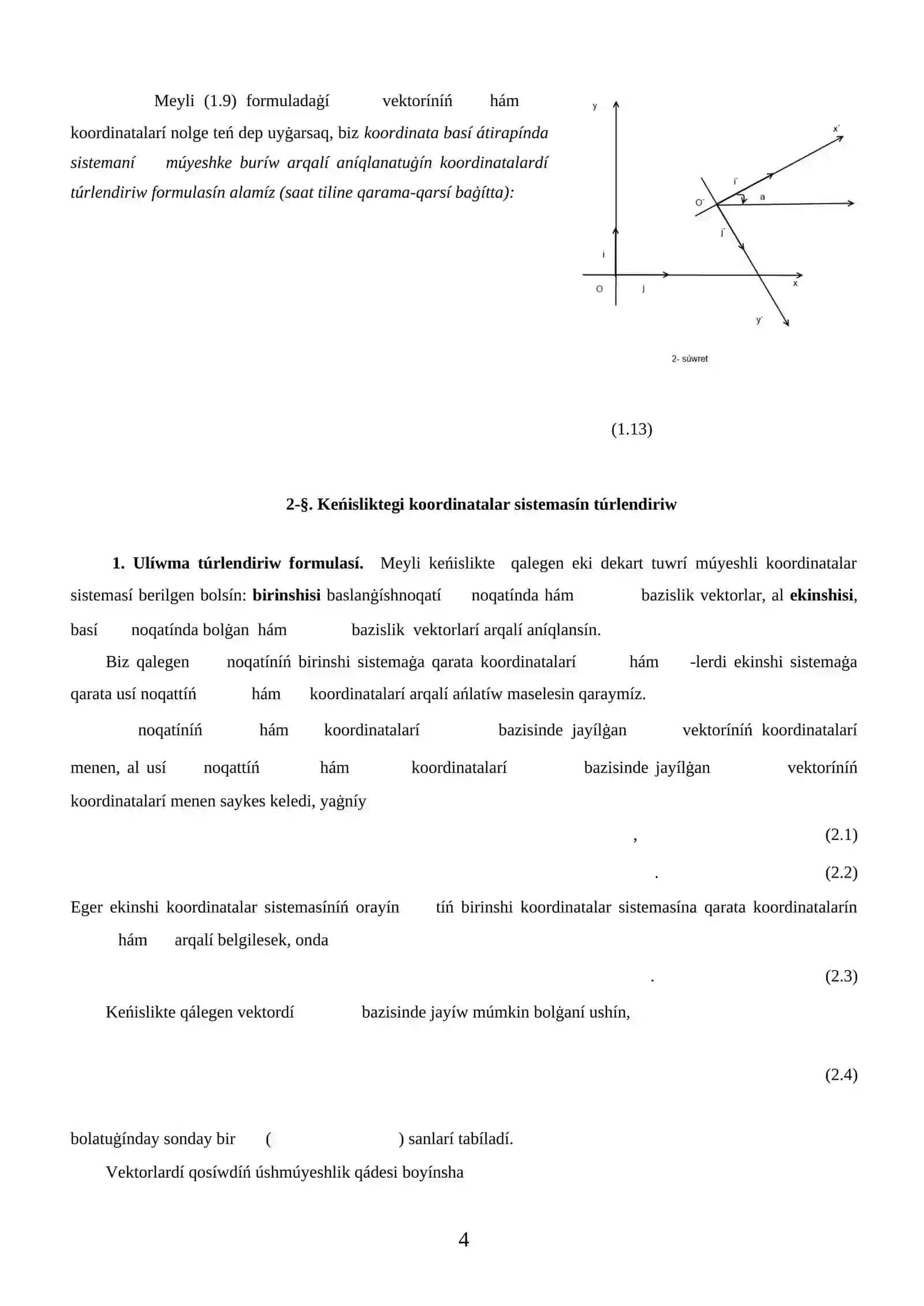 VI-BAP. KOORDINATALARDÍ TÚRLENDIRIW 4