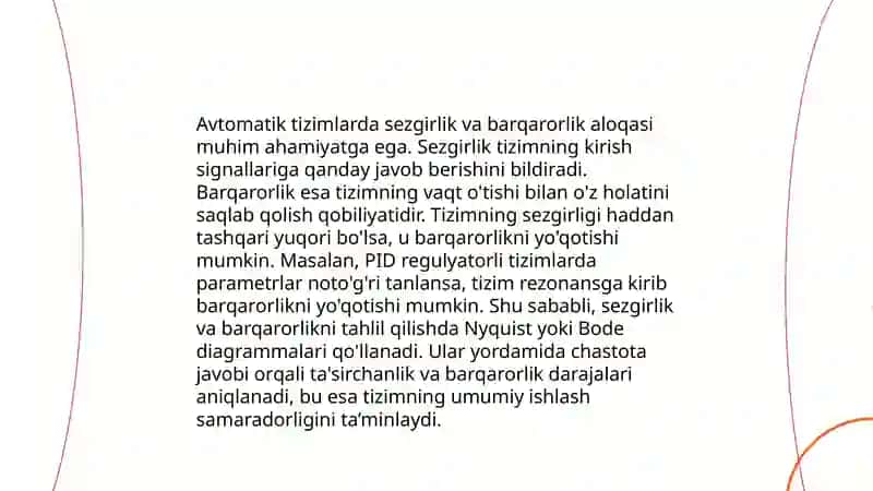 Avtomatik boshqarish sistrmalarini sezgirligi 4