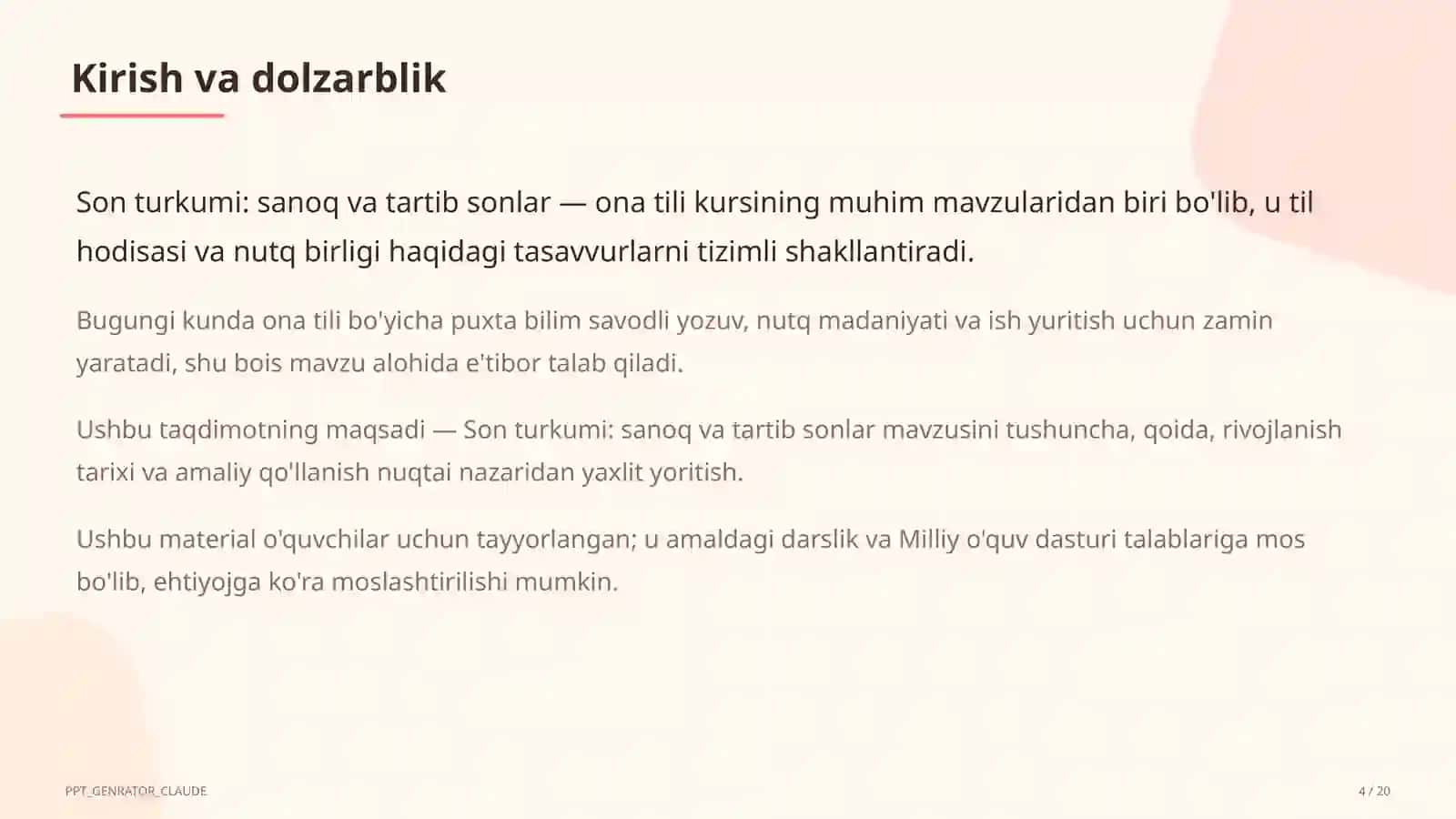 Son turkumi: sanoq va tartib sonlar (6-sinf) 4