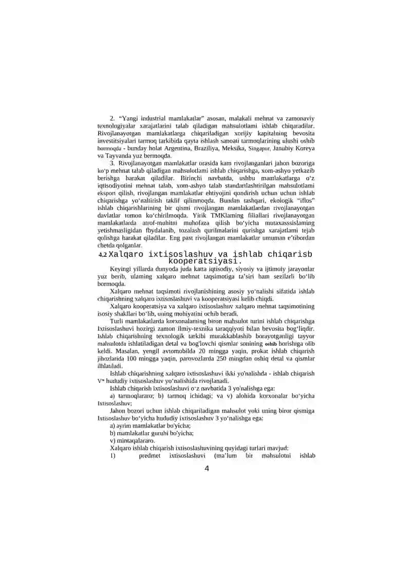 Xalqaro Mehnat Taqsimoti va Xalqaro Savdo 4