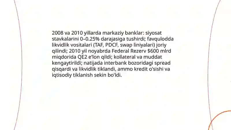 Davrda moliyaviy xavfsizlikni ta'minlash masalalari 2008 va 2010 yillar 4