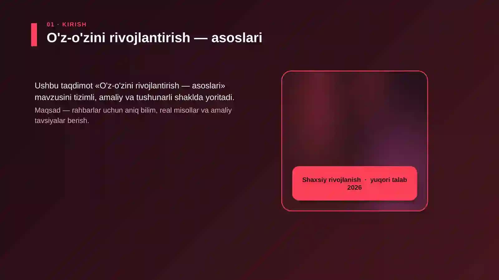O'z-o'zini rivojlantirish — asoslari 4