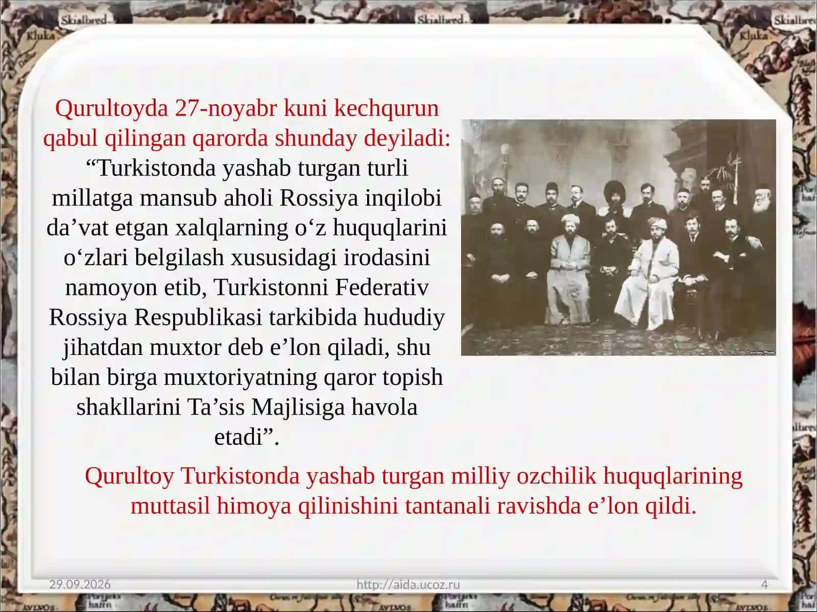 Turkiston Muxtoriyati – tubyerli xalqlar davlat chiligi tarixidagi boshqich 4