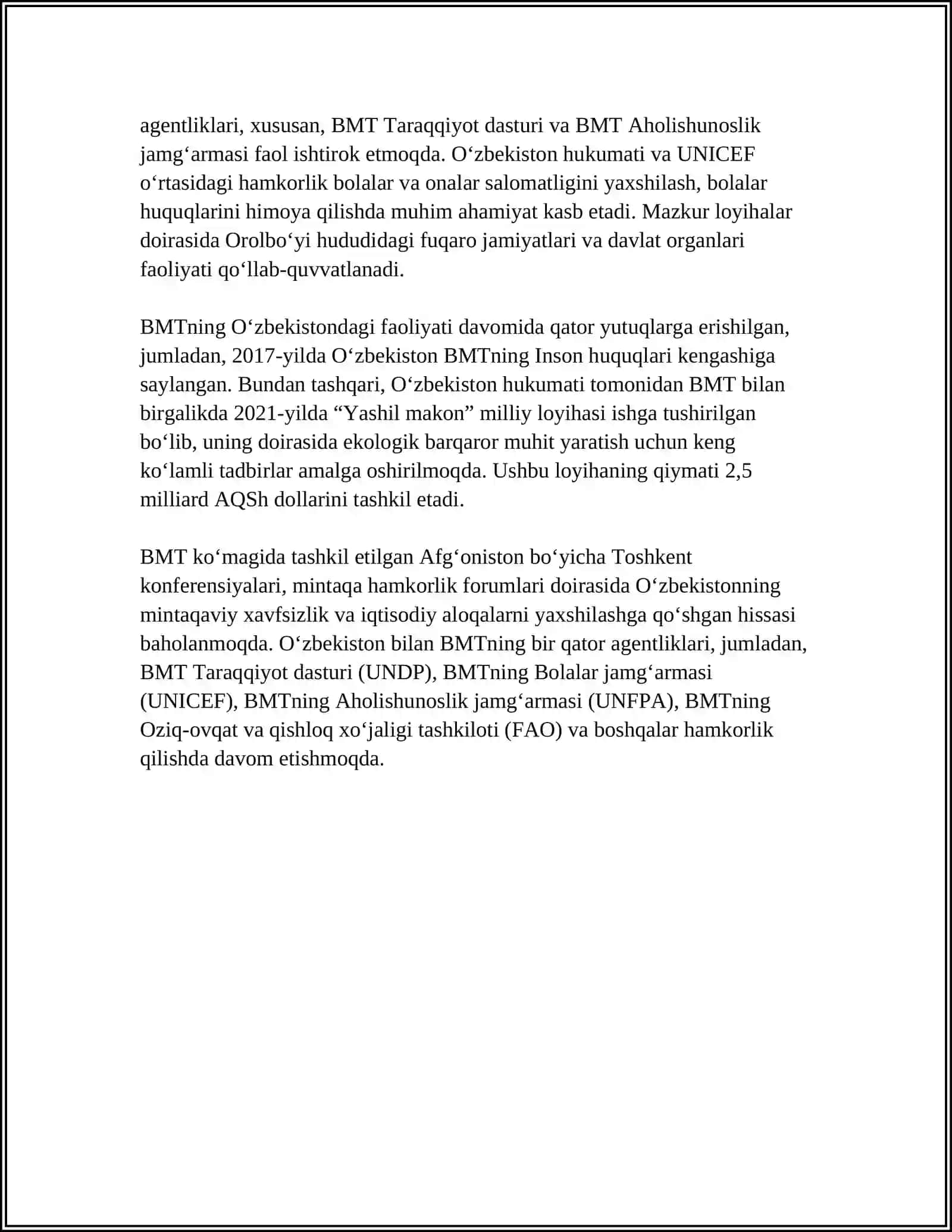 O’zbekiston va BMT: tinchlikparvarlik, rivojlanish va gumanitar hamkorlik 4